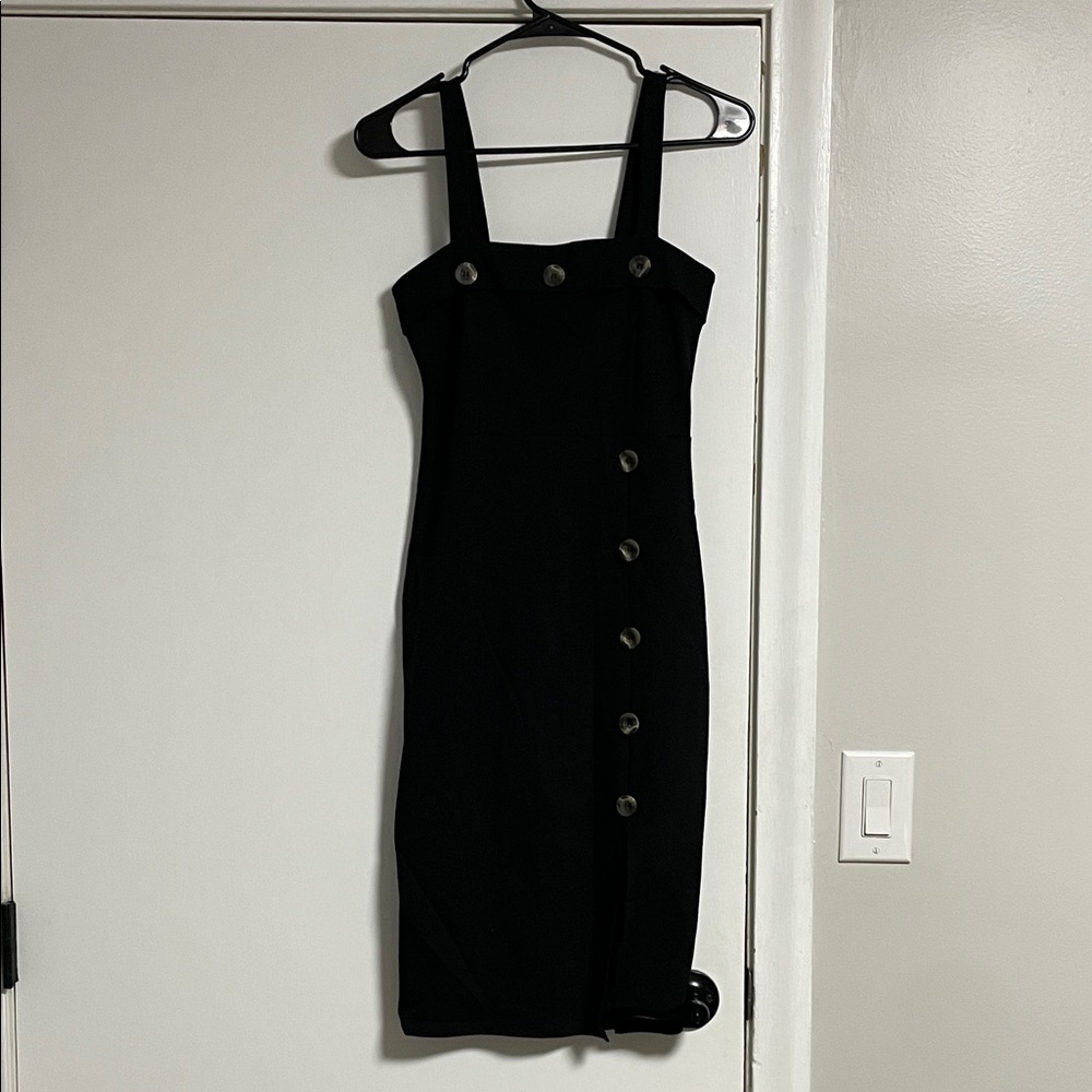 Shinestar Black Midi Dress with Button Detail worn once